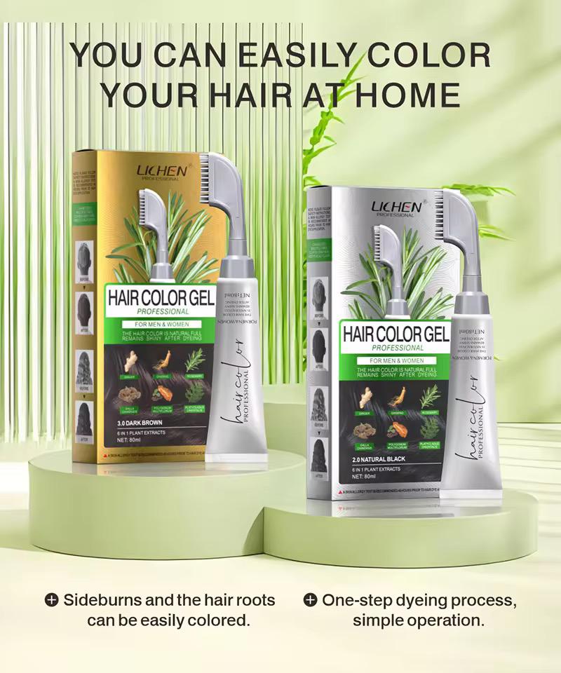 Lichen Hair Colour Gel 80ml – Single Tube | Long-Lasting, Easy Application Hair Dye