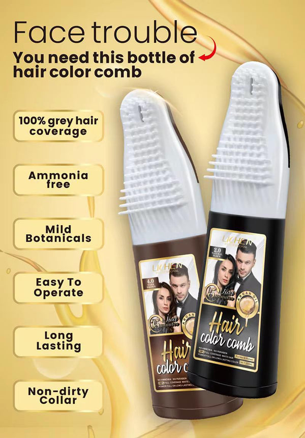 Lichen Hair Colour Shampoo with Comb 200ml – 2-in-1 Instant Hair Dye Shampoo