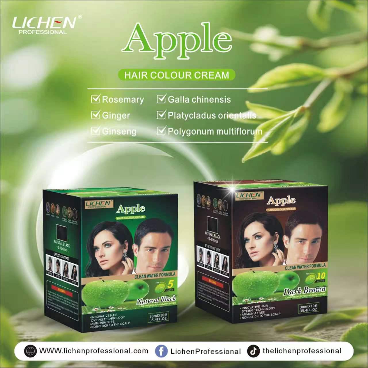Lichen Apple Hair Colour Sachets 10x30ml (300ml Total) – Ammonia-Free Hair Dye Shampoo