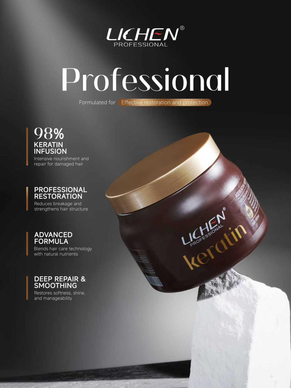 Lichen Keratin Hair Mask 500ml – Deep Repair & Intense Nourishment for Smooth, Frizz-Free Hair