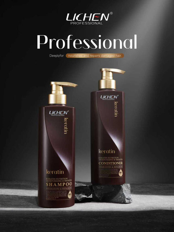 Lichen Keratin Shampoo + Conditioner 500ml – Smooth & Repair Hair Care Duo